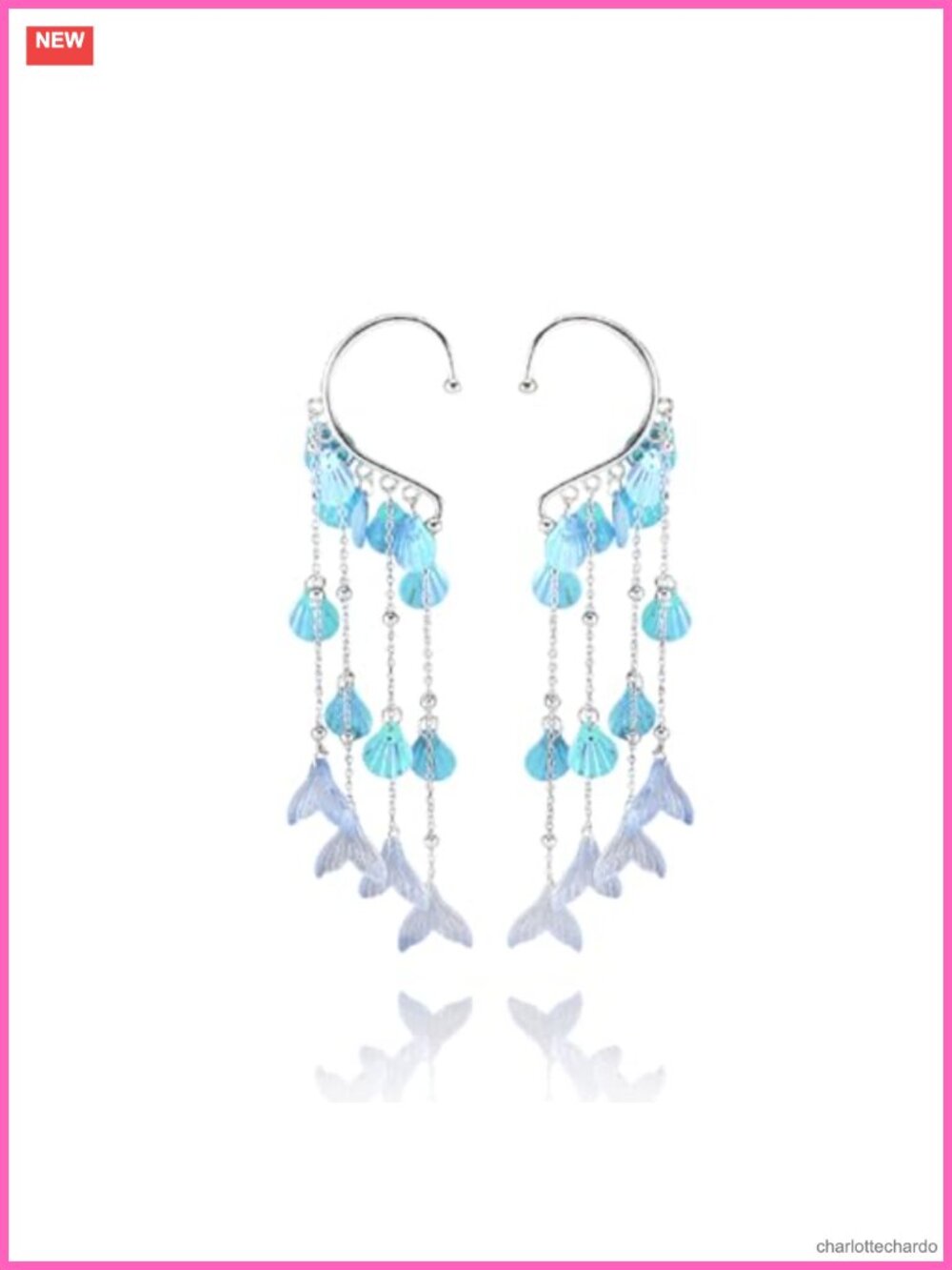 Clip On Elf Ear Cuffs Butterfly Tassel Fairy Wings Dangle Earrings